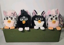 4 - Vtg. 1999 FURBY Buddies Bean Bag Plush 3 w/Original Tags, 1 w/o Tag