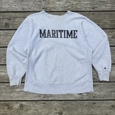 VTG Champion 80s Reverse Weave Maritime Academy USN Hoodie Warm Up L USAFA USMC