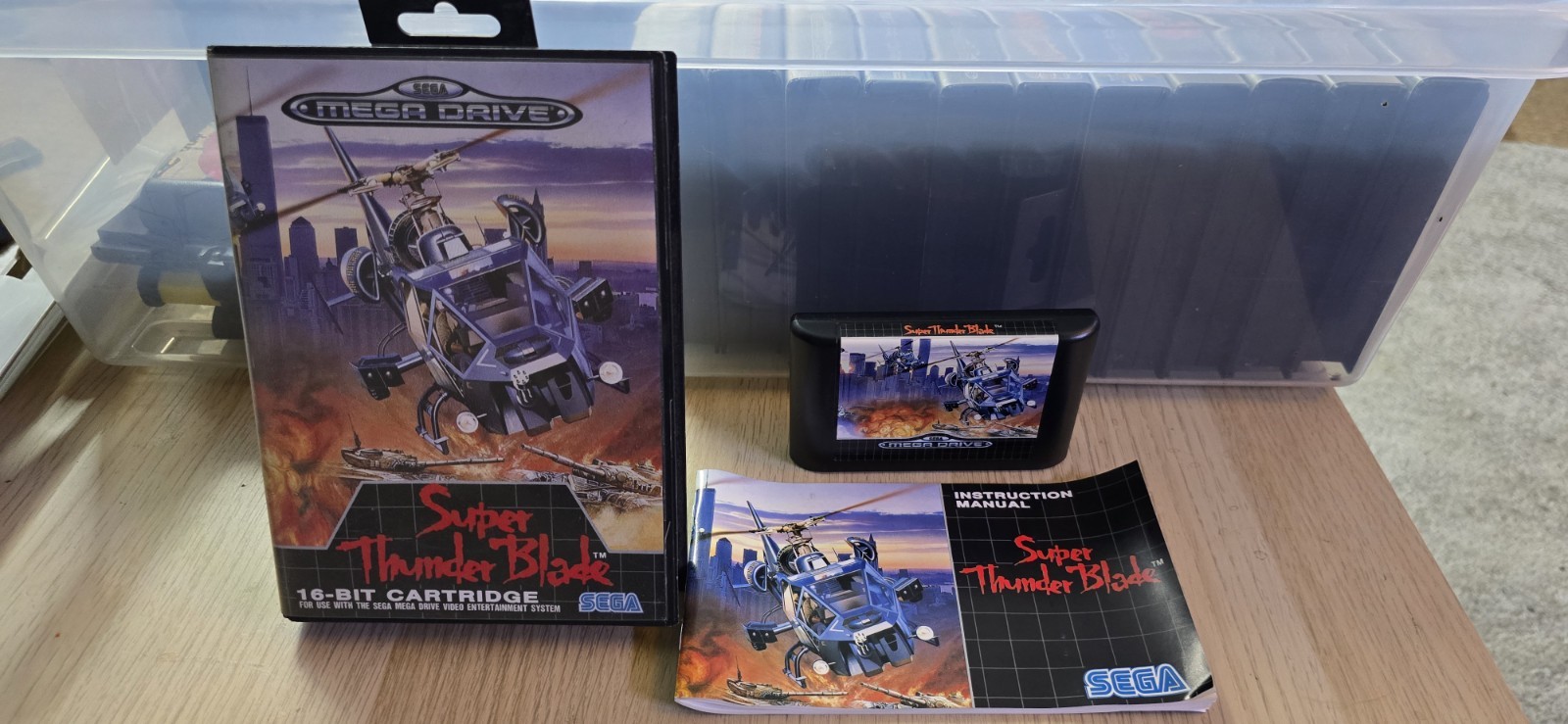 Super Thunder Blade Game Sega Mega Drive UK PAL Boxed Manual RARE lovely mint
