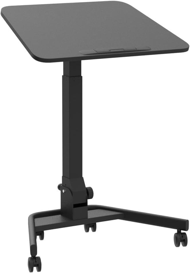Foldable Mobile Standing Desk, Pneumatic Height Adjustable Rolling Sit Stand ...