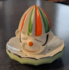 VINTAGE CERAMIC REAMER, JUICER, SQUEEZER CLOWN HEAD ONLY 3"