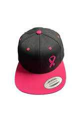 breast cancer awareness hat flat bill snapback pink and black