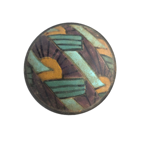 Vintage Pottery Hand Painted Geometric Lid Trinket Jar KW Marked - Picture 4 of 9