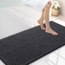 Smiry Luxury Chenille Bathroom Rugs 44x24, Extra 44'' X 24'', Charcoal Grey