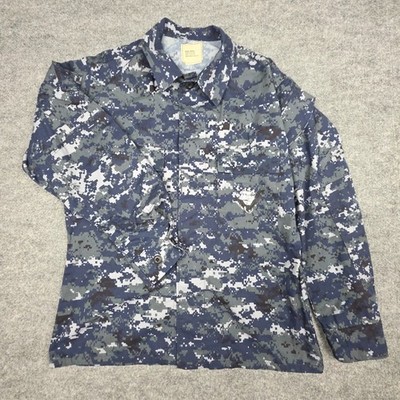 US Navy Working Blouse Jacket Digital Blue Type 1 USN Uniform Size Medium