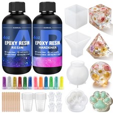 Epoxy Resin Kit for Beginners, Resin Kit with Molds, 8OZ Epoxy Kit with 12Col...