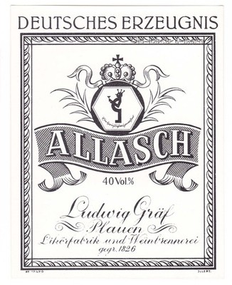 x2085 PLAUEN i.v.  Ludwig Gräf ALLASCH label liqueur label étiquette