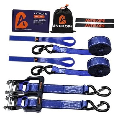 Ratchet Tie Down Straps Set, 5250 LBS Breaking 2PK-5250 lb -1.5in x 15ft Blue