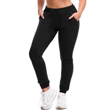 Joggers for Women with Pockets Drawstring Sweatpants for Lounge Gym Yoga Black S