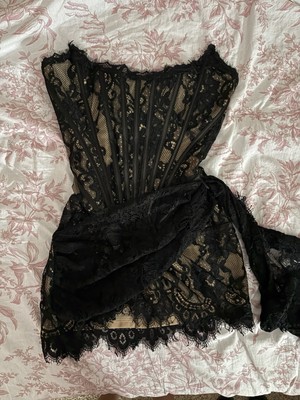HEIRESS BLACK LACE CORSET DRAPED MINI DRESS | eBay
