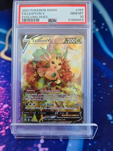 PSA 10 Leafeon V #167 Evolving Skies Alternate Art Pokémon Card Gem Mint
