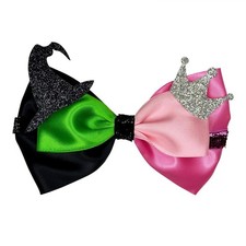 Witch Princess Hair Bow Clip Halloween Costume Hair Accessories Pink Green 1PC