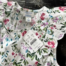 Crewcuts J. Crew Girls' floral scallop-trim dress White Green Pink NWT