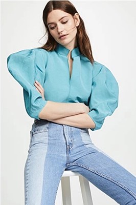 Rachel Comey /Amplus Puff Sleeve Top in aqua 4
