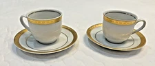 2 VINTAGE MITTERTEICH BAVARIA EXPRESSO COFFEE CUPS SAUCERS GOLD