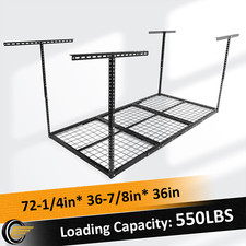 Steel Black Overhead Garage Storage Rack 3x6 Adjustable Safe and Stable Frame