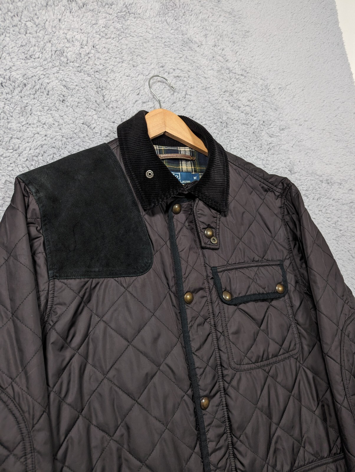 POLO RALPH LAUREN Quilted Shooting Jacket Men's Medium Black Country