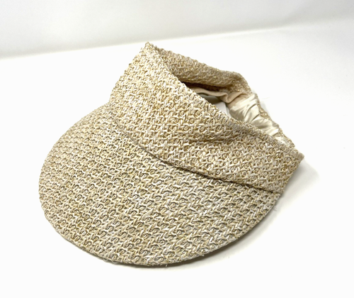 Eugenia Kim women's Ricky Woven Visor sun Hat - Cream / Gold- retail $175 - Picture 4 of 7