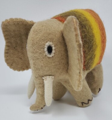 En Gry Sif Felted Stuffed Wool Tan Elephant Plush Toy