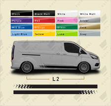 Fits Ford Transit Custom L2 LWB - Side Stripe Vinyl Stickers Van Decals Graphics