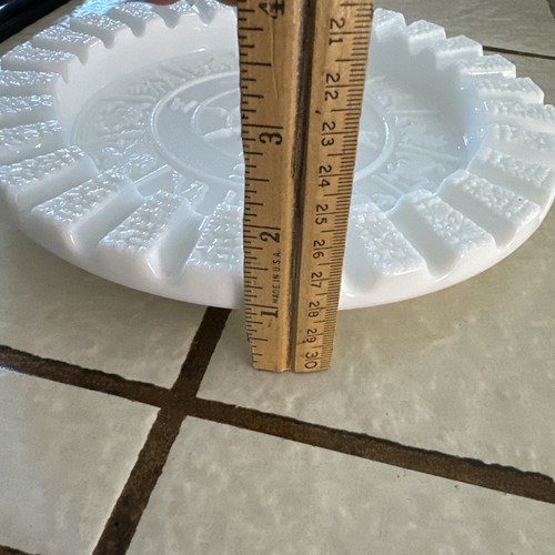 Vintage IMPERIAL White Milk Glass Depression ZODIAC N S E W Round 9.5 " Ashtray - Picture 4 of 7