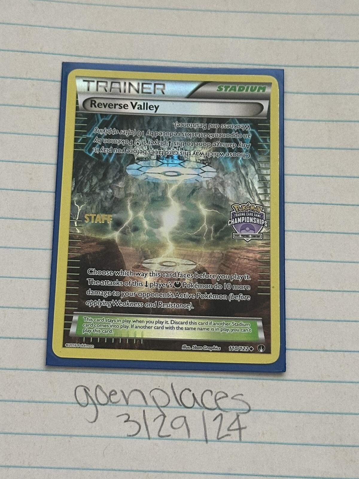 LP Pokemon 2016 STATE Championships REVERSE VALLEY STAFF Promo 110/122