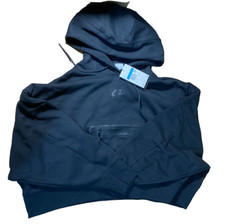 Nike Women's Oversize Fit Crop Sweatshirt L Black Hoodie Tie NIP