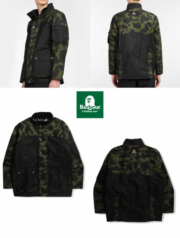 A BATHING APE BAPE x Barbour Men's Rain Wax Jacket 1ST CAMO