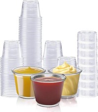 200 Set Disposable Clear Plastic, Ideal for Condiment and Sauce Cups with Lids