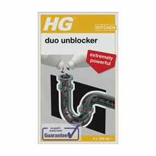 HG Duo Unblocker 2 x 500ml Extremely Powerful for Bathroom/Kitchen Drains