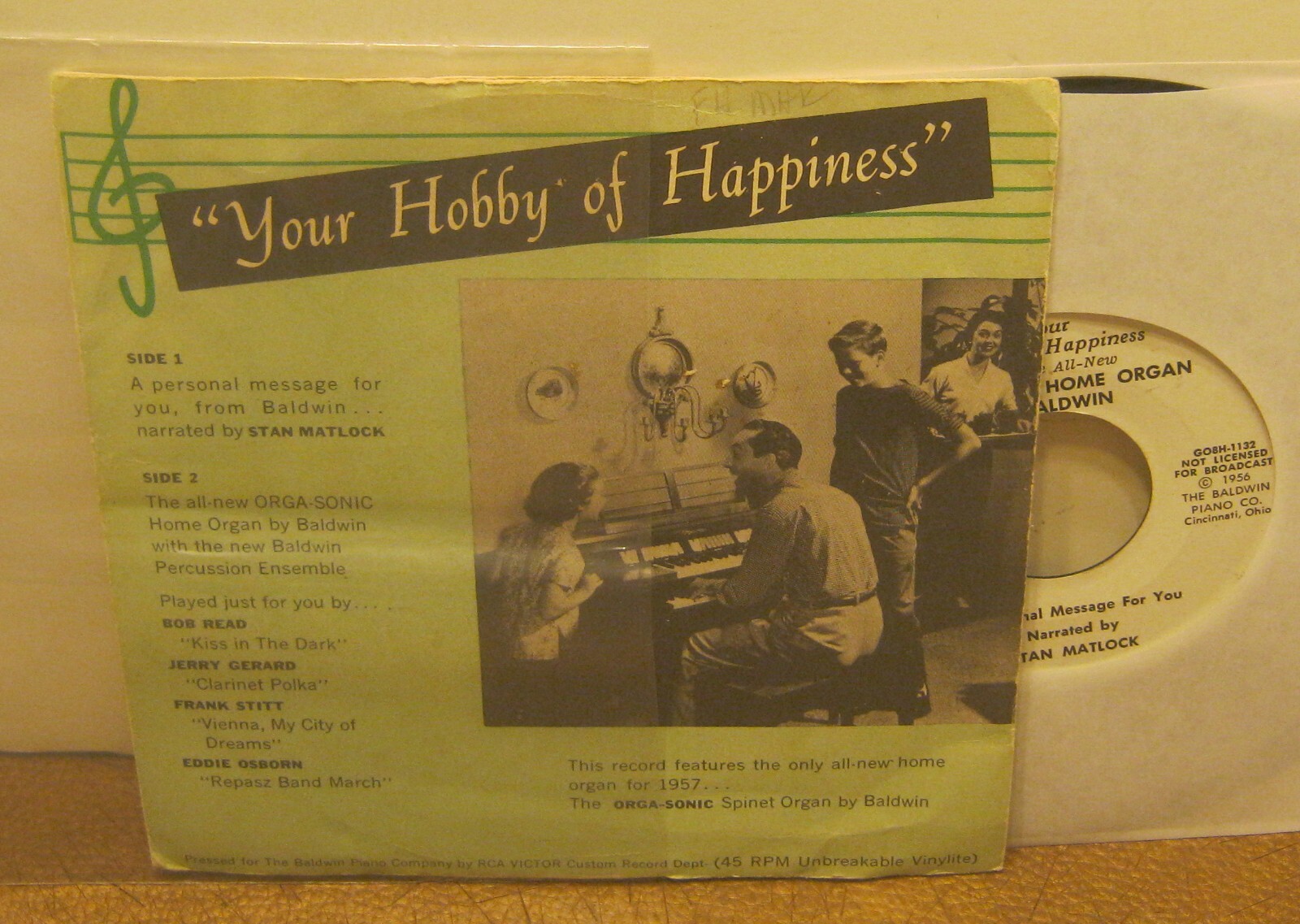 Spinet Record Label Your Hobby of Happiness BALDWIN Orga-Sonic Spinet Organ 7