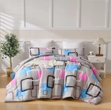 Luxury Ultra-Soft Duvet Cover with Geometric Pattern Modern Bedding - All season
