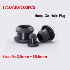 2.5-60.6mm Black Snap-On Hole Plug Silicone Rubber Blanking Seal Bung Pipe Tube