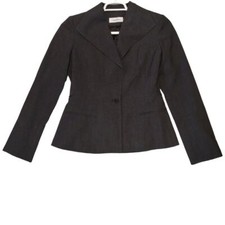 Calvin Klein Womens 8P Stitching Details One Button Blazer Office Corporate