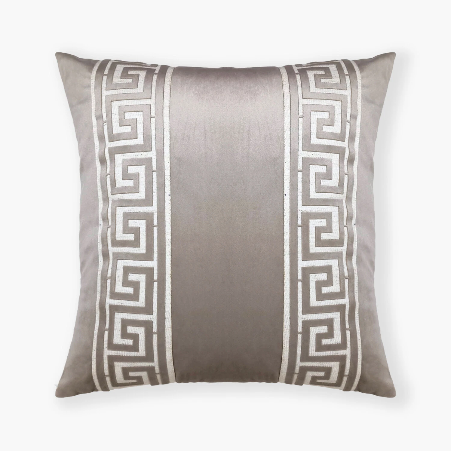 Meandros Beige Greek Key Trim Handmade Decorative Throw Pillow Cushion Cover