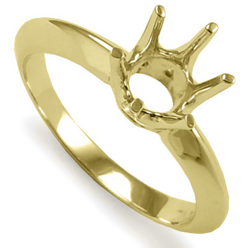 10k Solid Yellow Gold Six-Prong Knife Edge Ring Mounting 4 to 9 #R1610