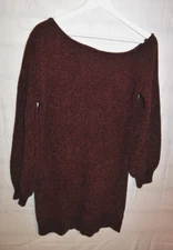 Women's VICI Long Maroon Chenille Sweater Size S Asymmetrical Neckline