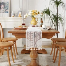 Enova Home Fashion Table Runner with Tassels, Cotton Farmhouse Table Decoration