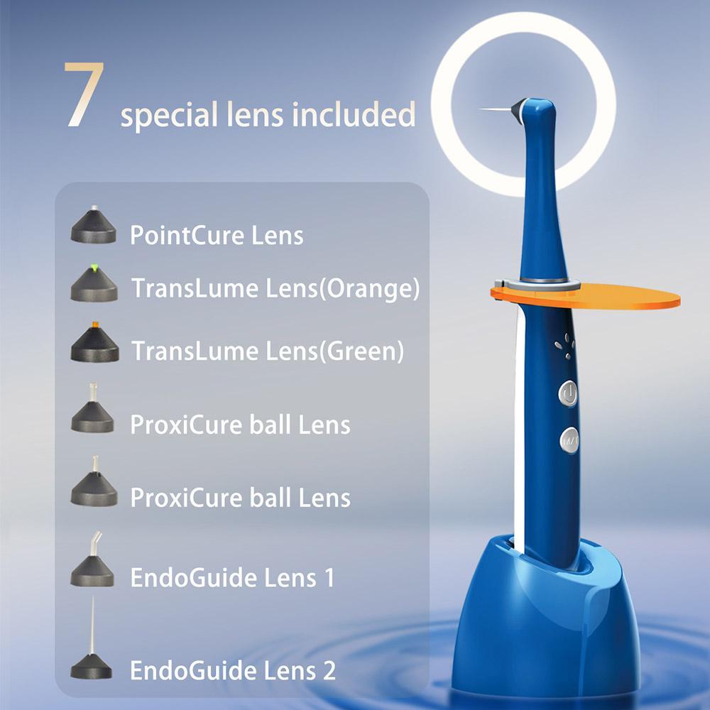 High-Power 2500mW Wireless LED Dental Curing Light with 7 Lenses-image