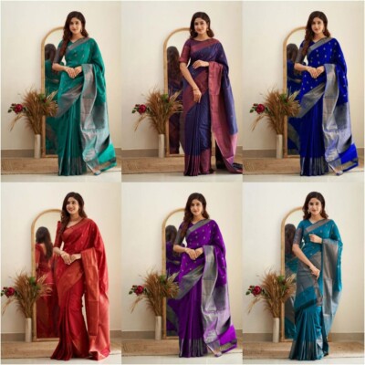 Designer Sari Bollywood Bridal Silk Saree Blouse South Indian