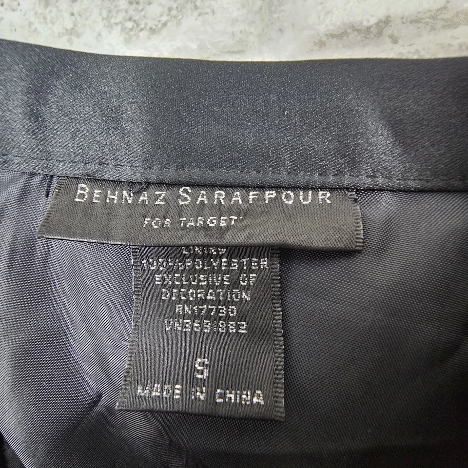 Falda Behnaz Sarafpour para Target Mujer Pequeña Negra Línea A Mezcla Terciopelo Rayas Foto 4 de 4