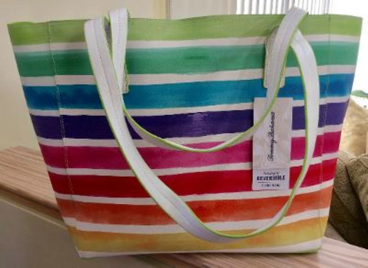 Tommy Bahama Rainbow Reversible Tote Bag w Detachable Tablet