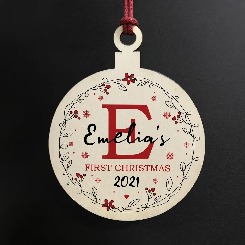 Baby 1st First Christmas Bauble Personalised Tree Decoration Baby Girl Gift - Image 2 of 4