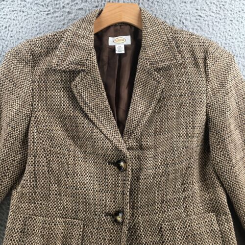 Talbots Blazer Damen 14 Beige Tweed Langarm Knopfleiste Freizeit Kragen - Bild 2 von 15