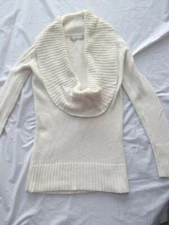 Old Navy sweater pullover ecru cowl neck pullover tunic angora rabbit hair MINT