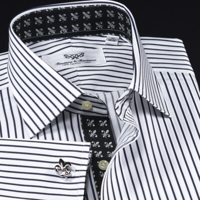 Black Stripe Formal Business With Black Fleur-de-lis Inner Lining Professional