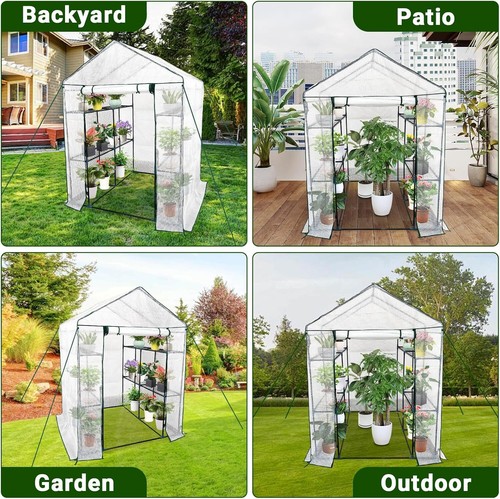 57''x57' x76'' White Greenhouse Portable Mini Walk In Outdoor MINI Planter House - Picture 6 of 6