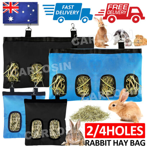 Rabbit Hay Bag Guinea Pig Pet Hanging Pouch Feeder Holder Eating Feeding - Picture 1 of 12