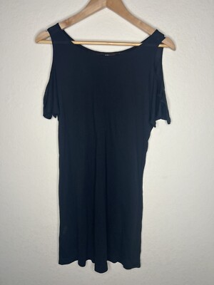 BCBG Maxazria Cold Shoulder Dress Womens Size XS Extra Small Black Solid Bodycon