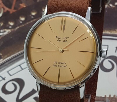 Vintage Watch USSR Poljot De Luxe ULTRA SLIM Soviet Mechanical Wristwatch 2209